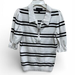 Laundry By Shelli Segal Black and White Striped Top